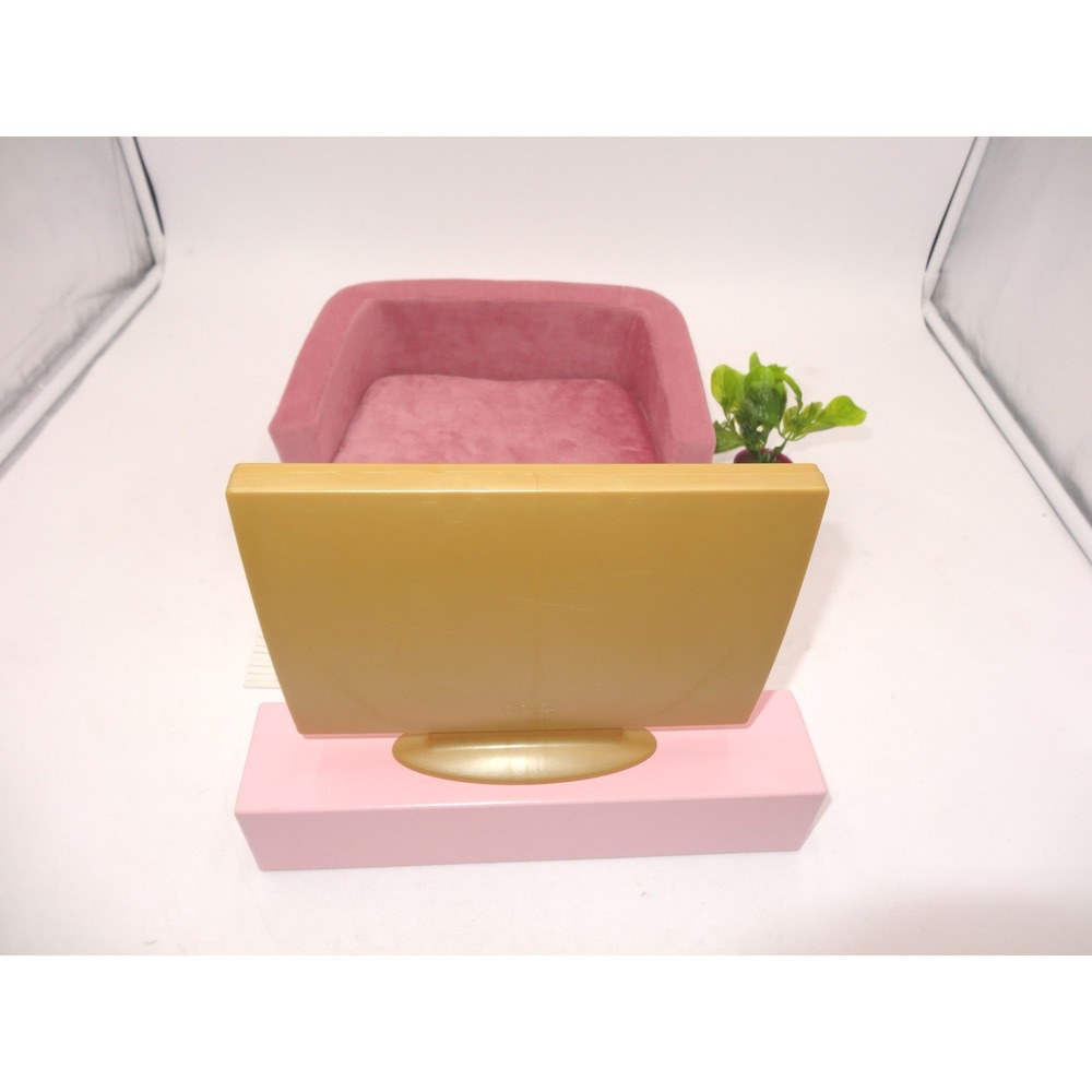 Our Generation Lovely Living Room Furniture Accessory Set Pink Sofa TV Rug Plant